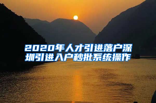 2020年人才引进落户深圳引进入户秒批系统操作