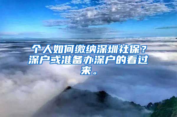 个人如何缴纳深圳社保？深户或准备办深户的看过来。