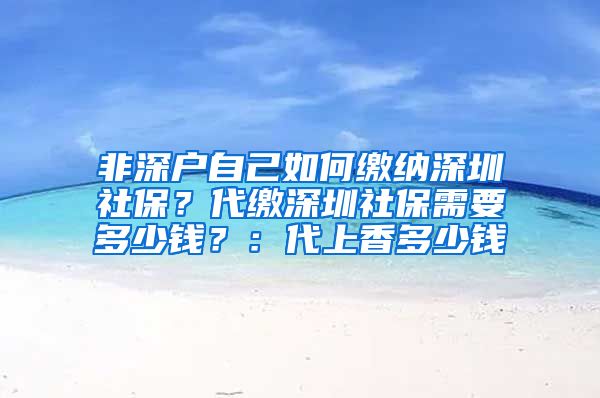 非深户自己如何缴纳深圳社保？代缴深圳社保需要多少钱？：代上香多少钱