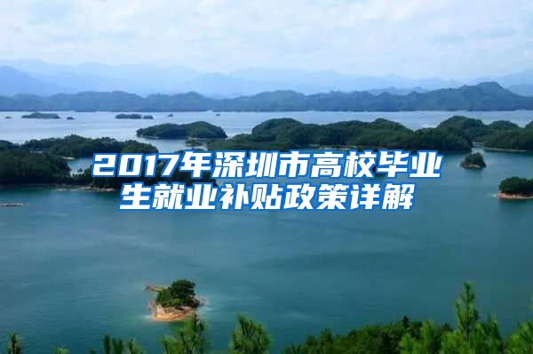 2017年深圳市高校毕业生就业补贴政策详解