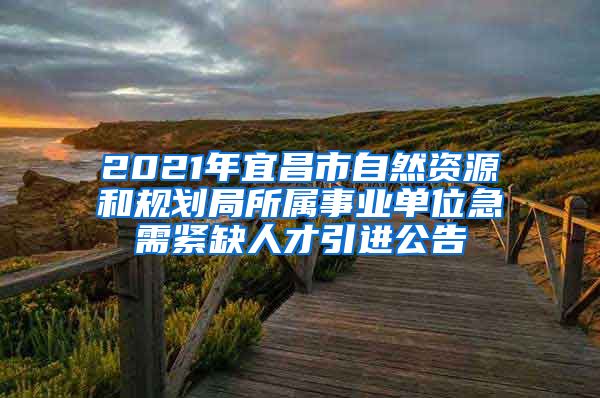 2021年宜昌市自然资源和规划局所属事业单位急需紧缺人才引进公告