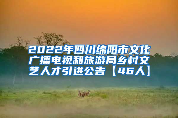 2022年四川绵阳市文化广播电视和旅游局乡村文艺人才引进公告【46人】