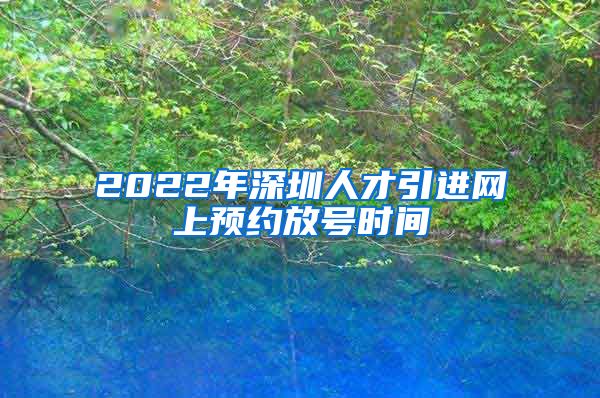 2022年深圳人才引进网上预约放号时间