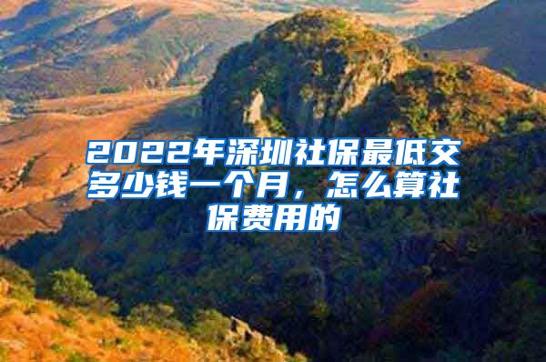 2022年深圳社保最低交多少钱一个月，怎么算社保费用的