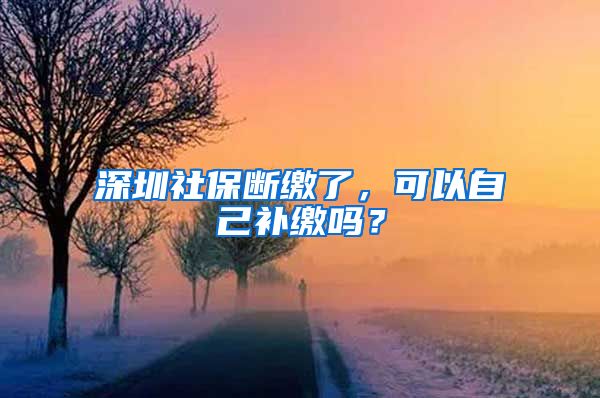 深圳社保断缴了，可以自己补缴吗？