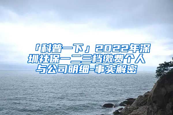 「科普一下」2022年深圳社保一二三档缴费个人与公司明细-事实解密