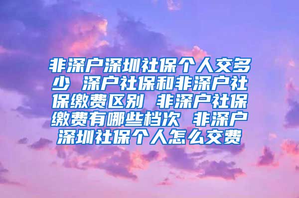 非深户深圳社保个人交多少 深户社保和非深户社保缴费区别 非深户社保缴费有哪些档次 非深户深圳社保个人怎么交费