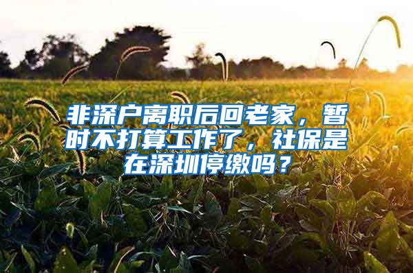 非深户离职后回老家，暂时不打算工作了，社保是在深圳停缴吗？