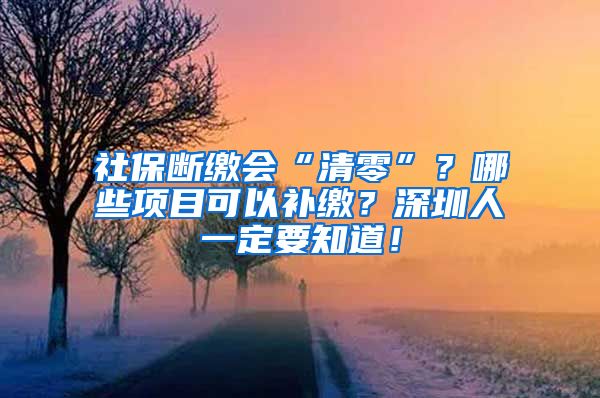 社保断缴会“清零”？哪些项目可以补缴？深圳人一定要知道！