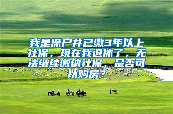 我是深户并已缴3年以上社保，现在我退休了，无法继续缴纳社保，是否可以购房？