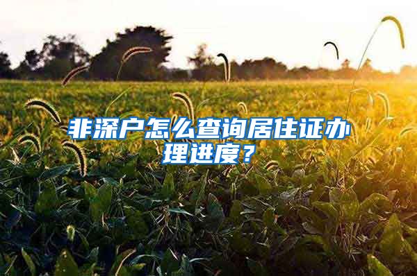 非深户怎么查询居住证办理进度？