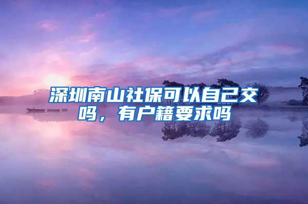 深圳南山社保可以自己交吗，有户籍要求吗