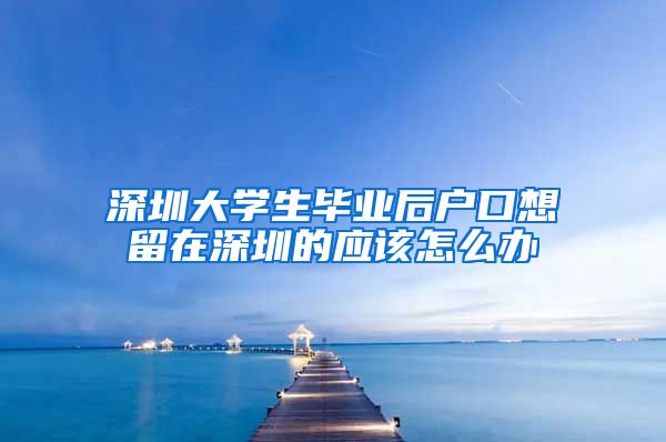 深圳大学生毕业后户口想留在深圳的应该怎么办