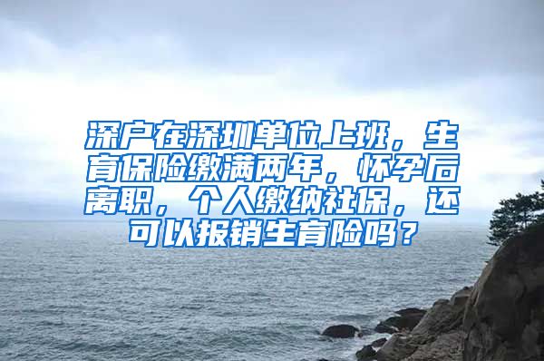 深户在深圳单位上班，生育保险缴满两年，怀孕后离职，个人缴纳社保，还可以报销生育险吗？