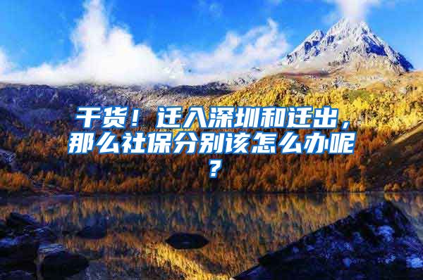 干货！迁入深圳和迁出，那么社保分别该怎么办呢？