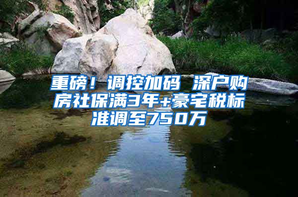 重磅！调控加码 深户购房社保满3年+豪宅税标准调至750万