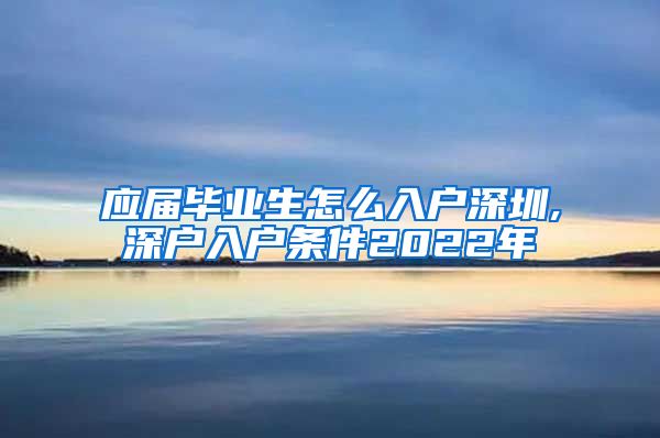 应届毕业生怎么入户深圳,深户入户条件2022年