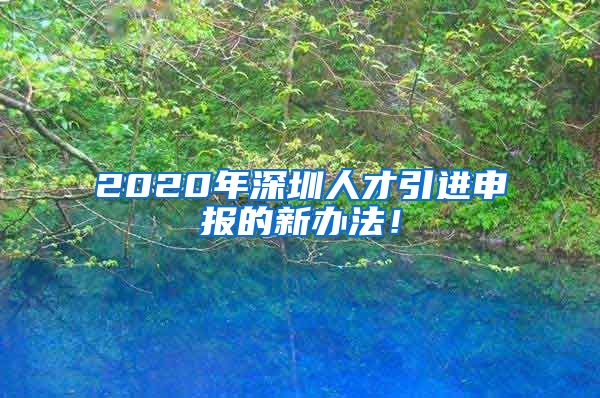 2020年深圳人才引进申报的新办法！