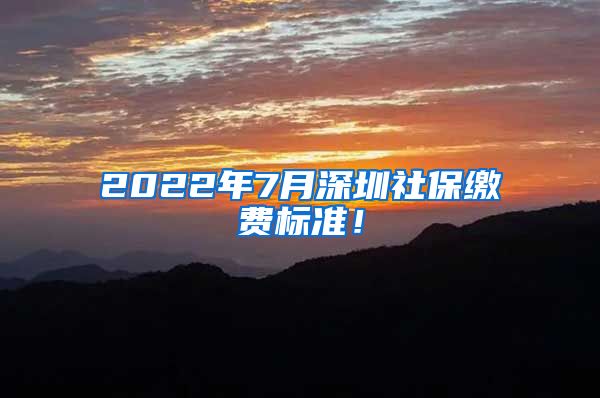 2022年7月深圳社保缴费标准！