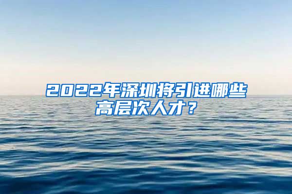 2022年深圳将引进哪些高层次人才？