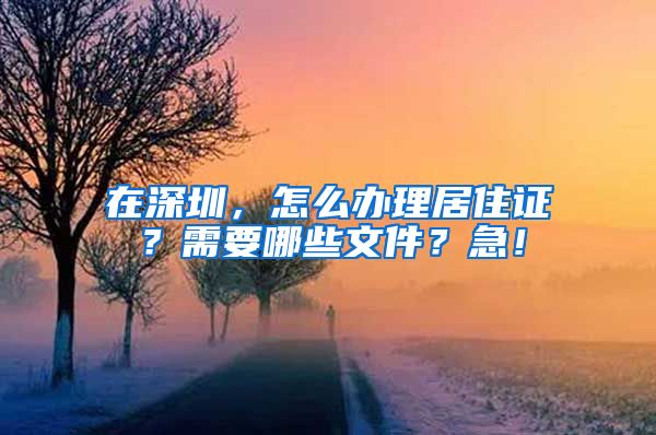 在深圳，怎么办理居住证？需要哪些文件？急！