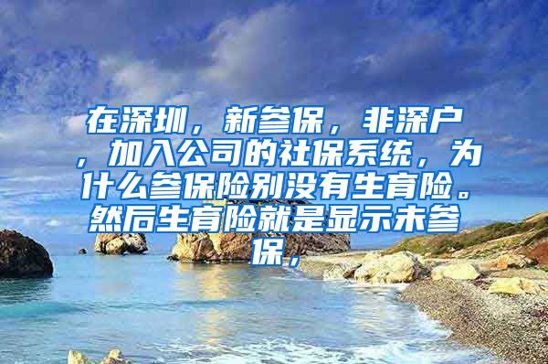 在深圳，新参保，非深户，加入公司的社保系统，为什么参保险别没有生育险。然后生育险就是显示未参保，