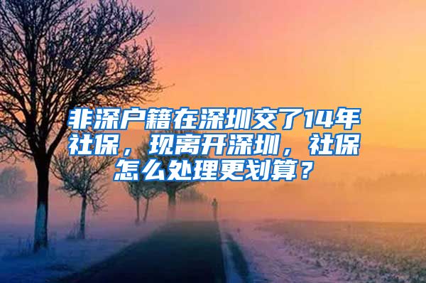 非深户籍在深圳交了14年社保，现离开深圳，社保怎么处理更划算？