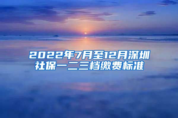 2022年7月至12月深圳社保一二三档缴费标准