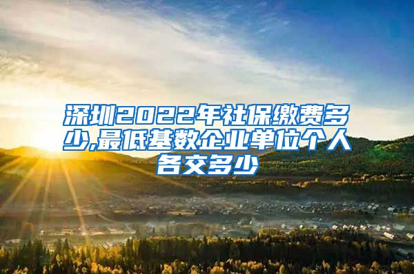 深圳2022年社保缴费多少,最低基数企业单位个人各交多少