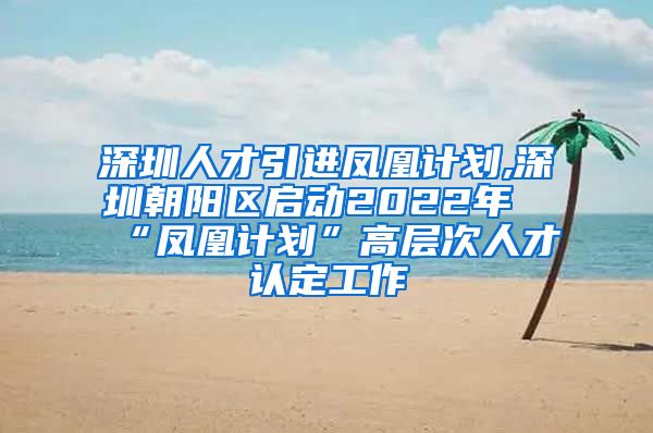 深圳人才引进凤凰计划,深圳朝阳区启动2022年“凤凰计划”高层次人才认定工作