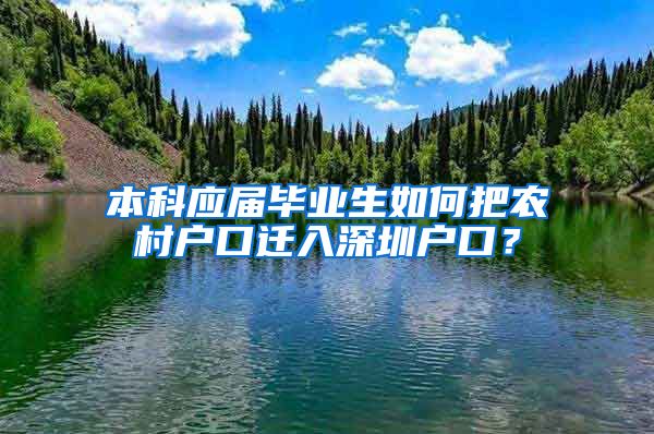 本科应届毕业生如何把农村户口迁入深圳户口？