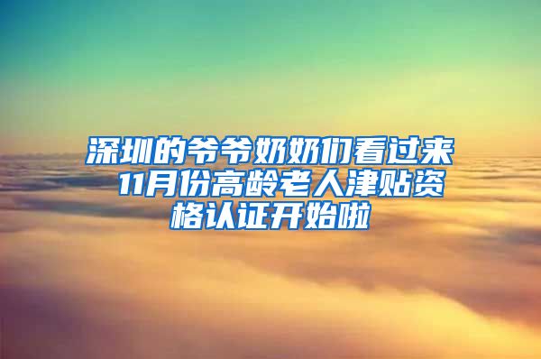 深圳的爷爷奶奶们看过来 11月份高龄老人津贴资格认证开始啦