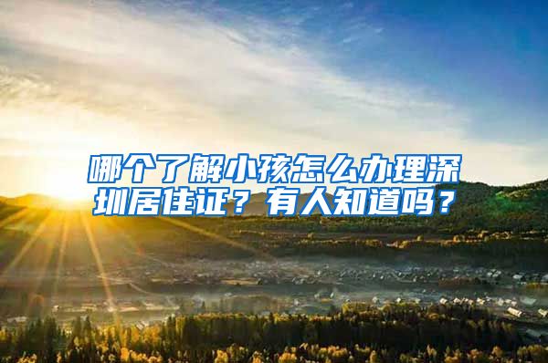 哪个了解小孩怎么办理深圳居住证？有人知道吗？