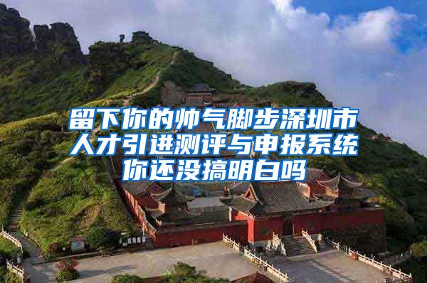 留下你的帅气脚步深圳市人才引进测评与申报系统你还没搞明白吗