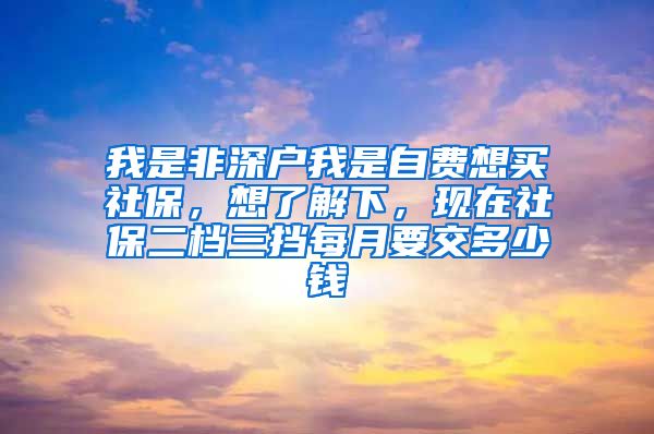 我是非深户我是自费想买社保，想了解下，现在社保二档三挡每月要交多少钱