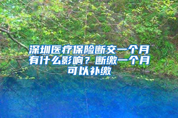 深圳医疗保险断交一个月有什么影响？断缴一个月可以补缴