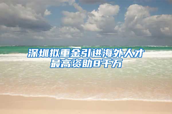 深圳拟重金引进海外人才最高资助8千万