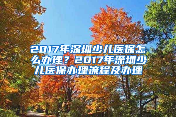 2017年深圳少儿医保怎么办理？2017年深圳少儿医保办理流程及办理