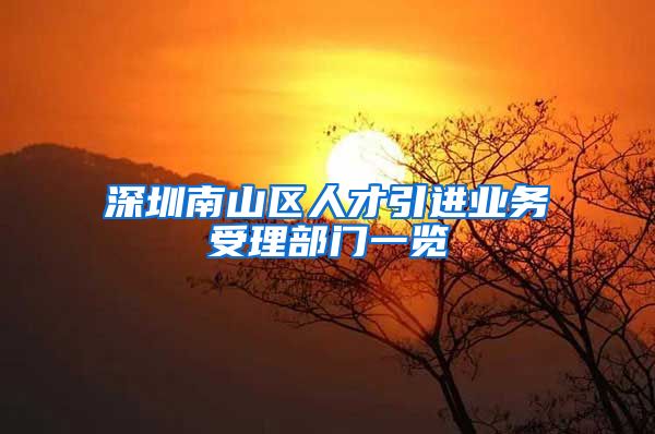 深圳南山区人才引进业务受理部门一览