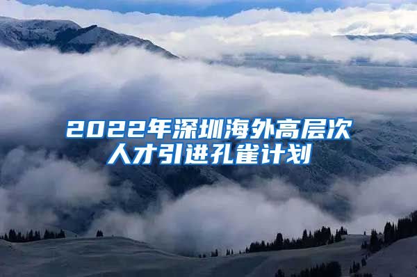 2022年深圳海外高层次人才引进孔雀计划