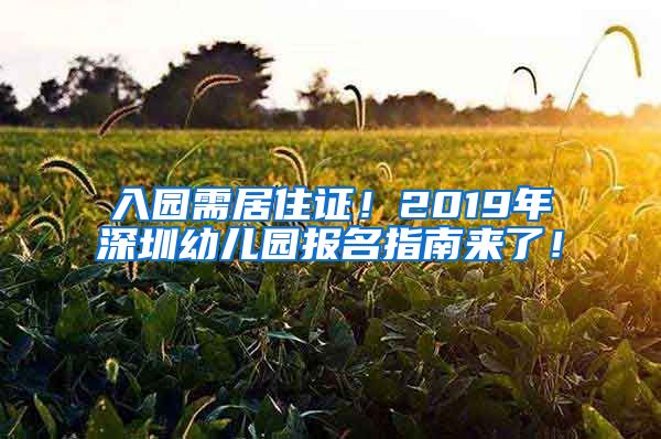 入园需居住证！2019年深圳幼儿园报名指南来了！