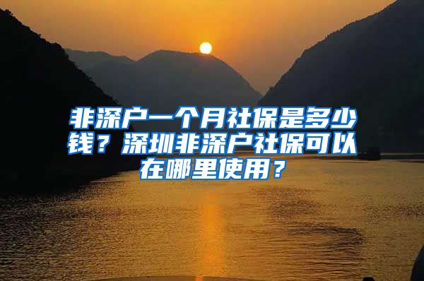 非深户一个月社保是多少钱？深圳非深户社保可以在哪里使用？