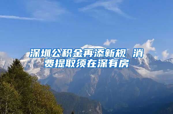 深圳公积金再添新规 消费提取须在深有房