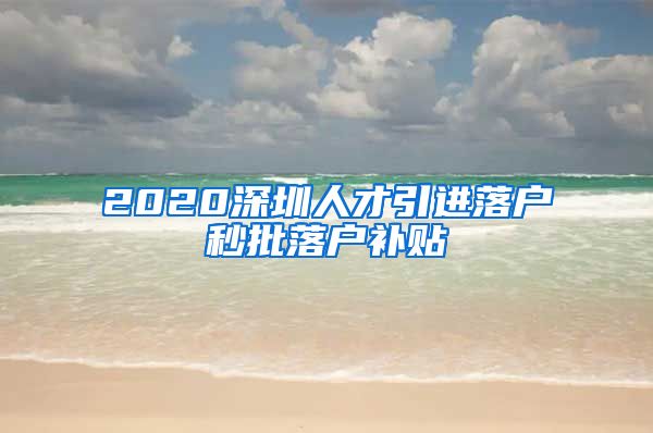 2020深圳人才引进落户秒批落户补贴