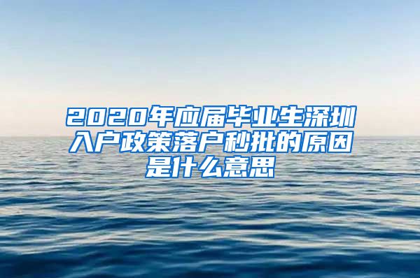 2020年应届毕业生深圳入户政策落户秒批的原因是什么意思