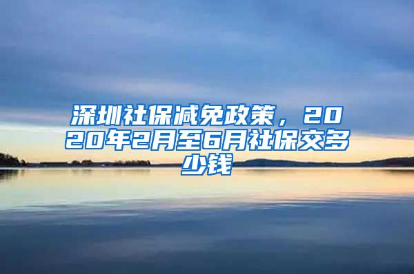 深圳社保减免政策，2020年2月至6月社保交多少钱