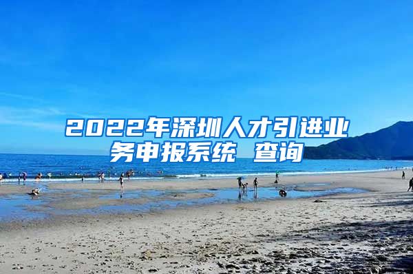 2022年深圳人才引进业务申报系统 查询