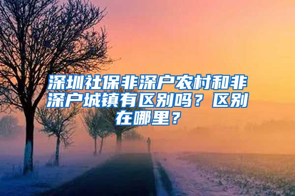 深圳社保非深户农村和非深户城镇有区别吗？区别在哪里？