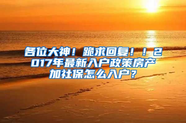 各位大神！跪求回复！！2017年最新入户政策房产加社保怎么入户？