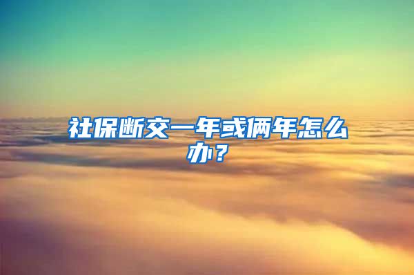 社保断交一年或俩年怎么办？